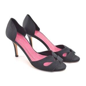 Kate Spade Gilana Black Satin Peep Toe Cut Out Pump 8 B